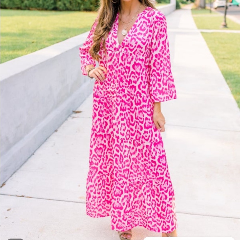 Pink leopard print dress